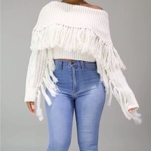 Elegant White Fringe Sweater
